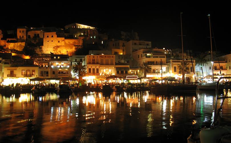Naxos Town by night